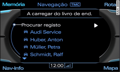 Carregar destino a partir do livro de endereços