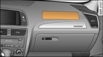 Airbag do passageiro no painel de bordo