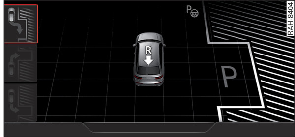 Obr. 189 Infotainment: pokyn k další jízdě dozadu