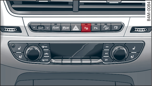 Fig. 186 Console centrale : touche de l assistant aux manœuvres de stationnement