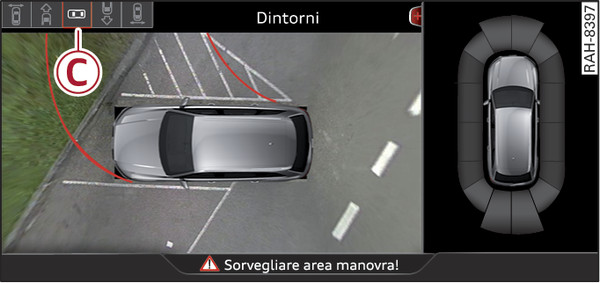 Fig. 180Sistema di infotainment: modalità "dintorni"