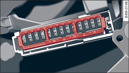 Fig. 344Cockpit no lado do condutor: porta-fusíveis com patilha de plástico